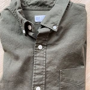 Sage green long sleeve canvas shirt from The Gap